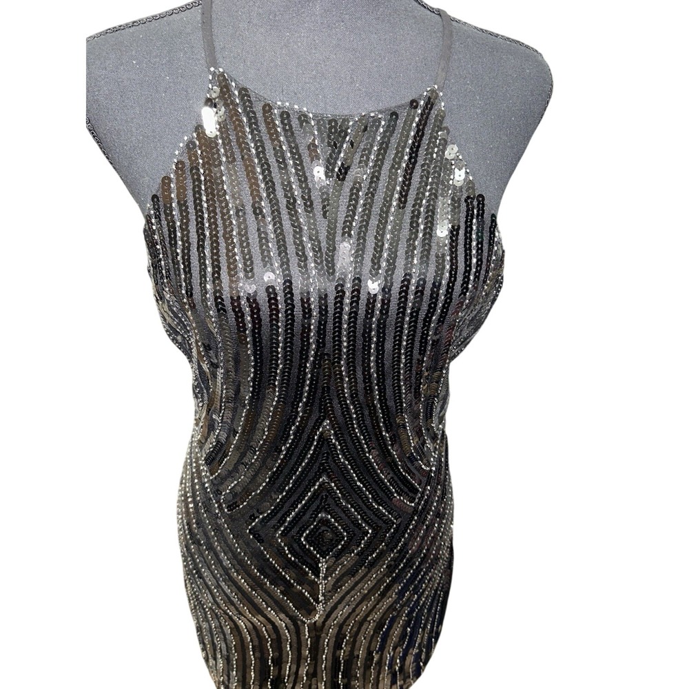 Womens Deedee Mini Dress Black Cocktail Dress Sequined‎ Embellished Size Small - Picture 2 of 7
